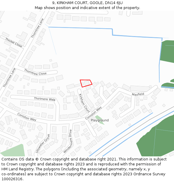 9, KIRKHAM COURT, GOOLE, DN14 6JU: Location map and indicative extent of plot