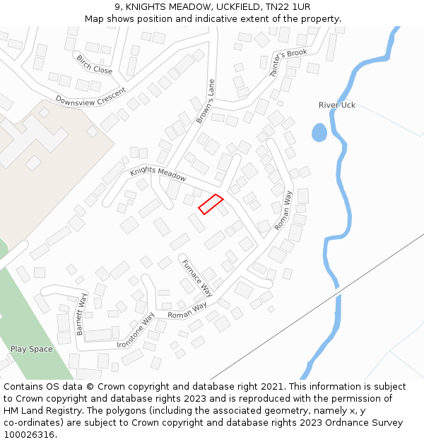 9, KNIGHTS MEADOW, UCKFIELD, TN22 1UR: Location map and indicative extent of plot