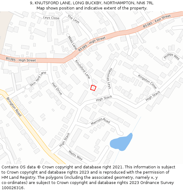 9, KNUTSFORD LANE, LONG BUCKBY, NORTHAMPTON, NN6 7RL: Location map and indicative extent of plot