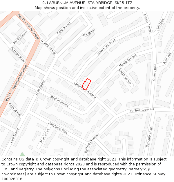 9, LABURNUM AVENUE, STALYBRIDGE, SK15 1TZ: Location map and indicative extent of plot