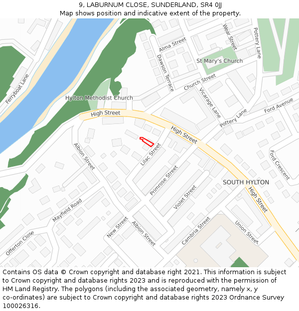 9, LABURNUM CLOSE, SUNDERLAND, SR4 0JJ: Location map and indicative extent of plot