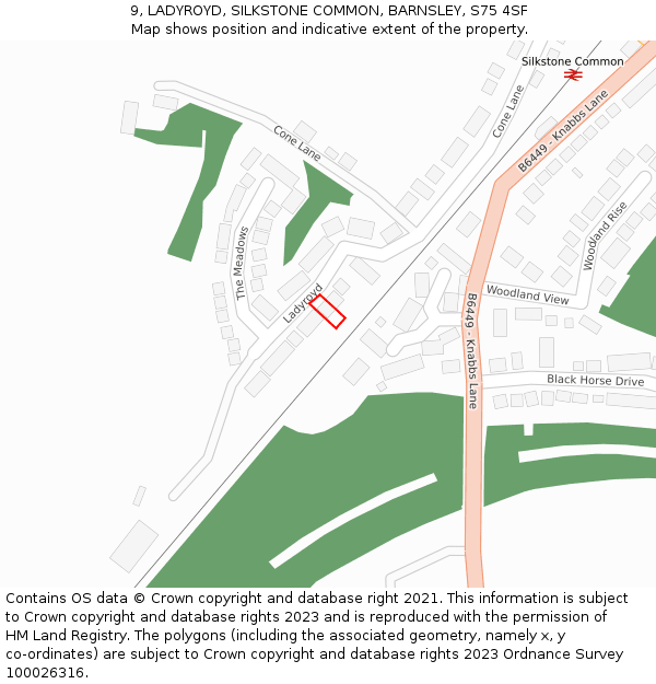 9, LADYROYD, SILKSTONE COMMON, BARNSLEY, S75 4SF: Location map and indicative extent of plot