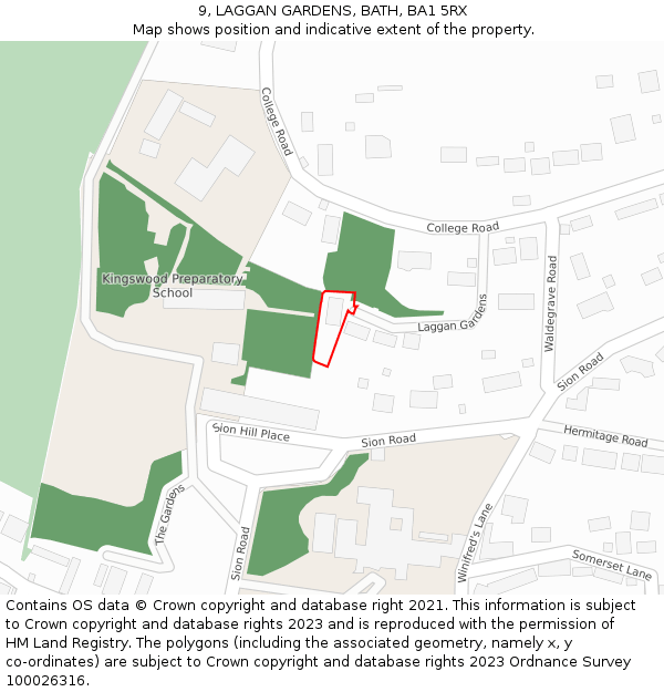 9, LAGGAN GARDENS, BATH, BA1 5RX: Location map and indicative extent of plot