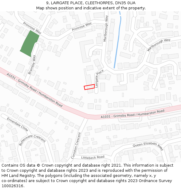 9, LAIRGATE PLACE, CLEETHORPES, DN35 0UA: Location map and indicative extent of plot