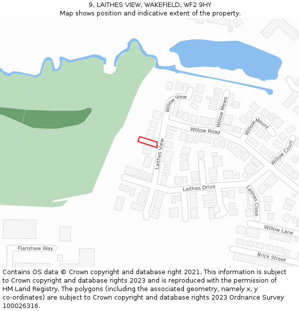 9, LAITHES VIEW, WAKEFIELD, WF2 9HY: Location map and indicative extent of plot