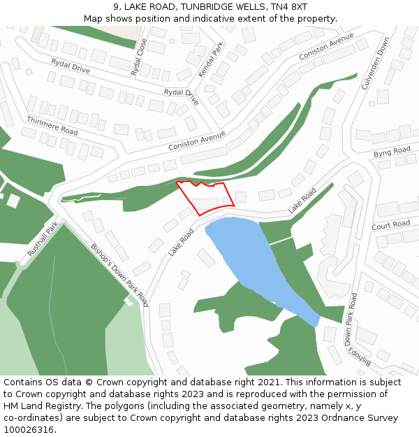 9, LAKE ROAD, TUNBRIDGE WELLS, TN4 8XT: Location map and indicative extent of plot