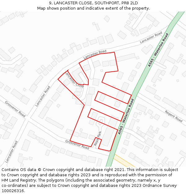 9, LANCASTER CLOSE, SOUTHPORT, PR8 2LD: Location map and indicative extent of plot