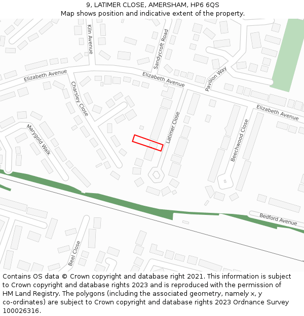 9, LATIMER CLOSE, AMERSHAM, HP6 6QS: Location map and indicative extent of plot