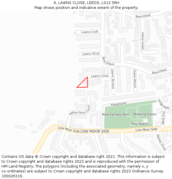9, LAWNS CLOSE, LEEDS, LS12 5RH: Location map and indicative extent of plot