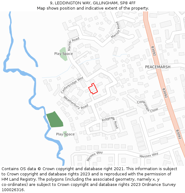9, LEDDINGTON WAY, GILLINGHAM, SP8 4FF: Location map and indicative extent of plot