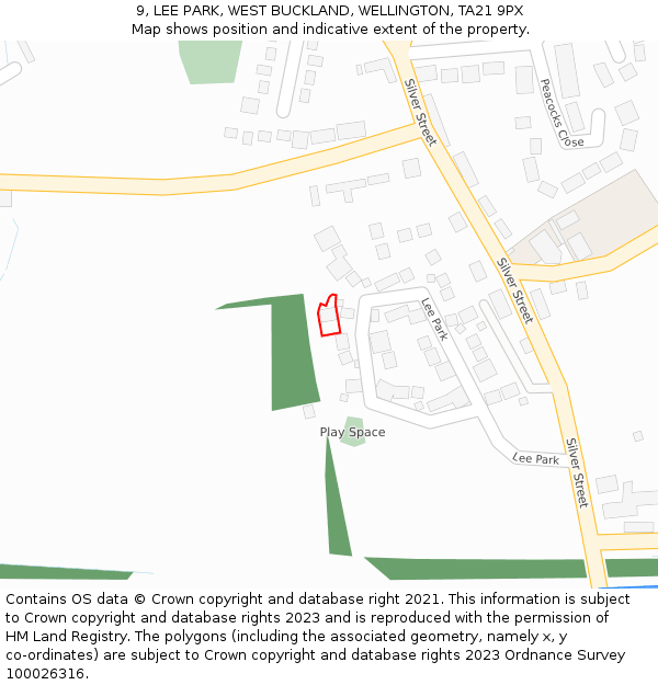 9, LEE PARK, WEST BUCKLAND, WELLINGTON, TA21 9PX: Location map and indicative extent of plot