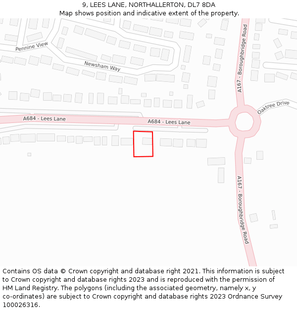 9, LEES LANE, NORTHALLERTON, DL7 8DA: Location map and indicative extent of plot