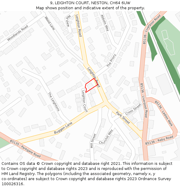 9, LEIGHTON COURT, NESTON, CH64 6UW: Location map and indicative extent of plot