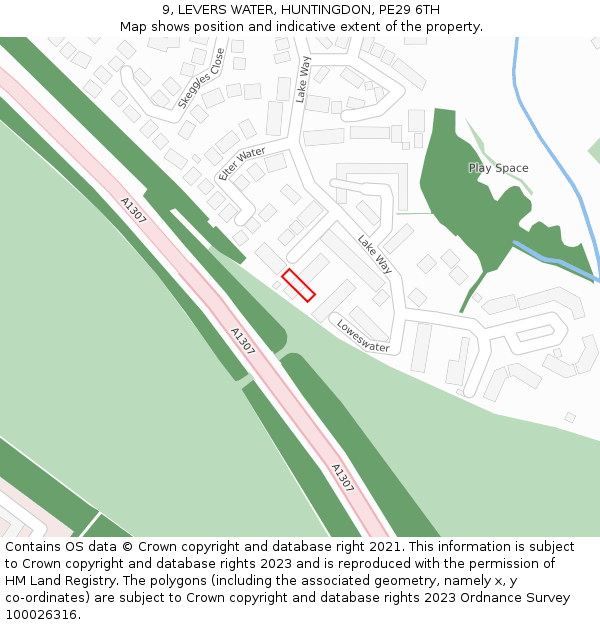 9, LEVERS WATER, HUNTINGDON, PE29 6TH: Location map and indicative extent of plot