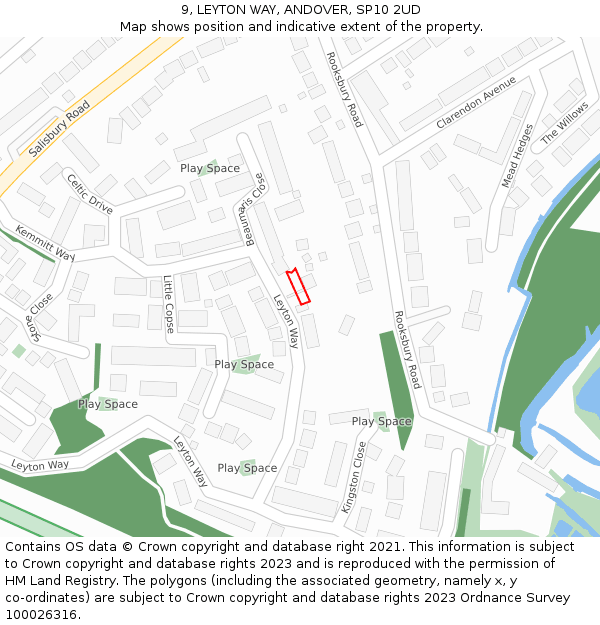 9, LEYTON WAY, ANDOVER, SP10 2UD: Location map and indicative extent of plot