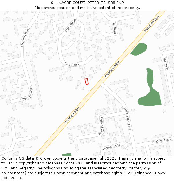 9, LINACRE COURT, PETERLEE, SR8 2NP: Location map and indicative extent of plot