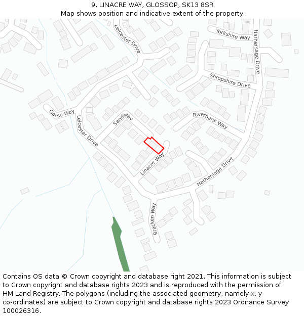 9, LINACRE WAY, GLOSSOP, SK13 8SR: Location map and indicative extent of plot