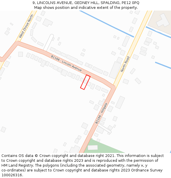 9, LINCOLNS AVENUE, GEDNEY HILL, SPALDING, PE12 0PQ: Location map and indicative extent of plot