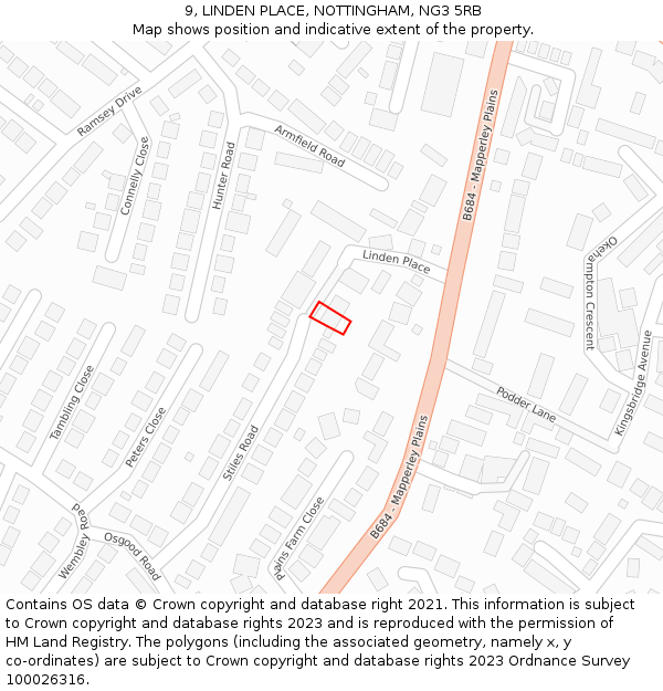 9, LINDEN PLACE, NOTTINGHAM, NG3 5RB: Location map and indicative extent of plot