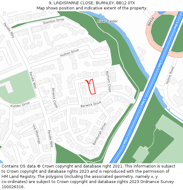9, LINDISFARNE CLOSE, BURNLEY, BB12 0TX: Location map and indicative extent of plot