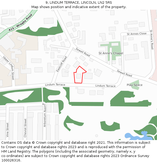 9, LINDUM TERRACE, LINCOLN, LN2 5RS: Location map and indicative extent of plot