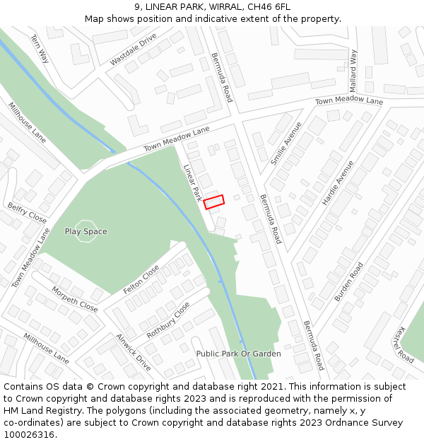 9, LINEAR PARK, WIRRAL, CH46 6FL: Location map and indicative extent of plot