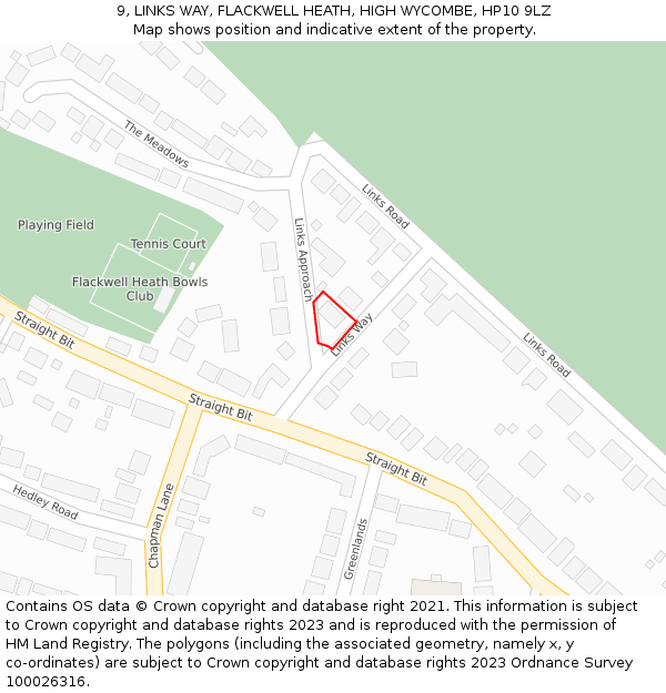9, LINKS WAY, FLACKWELL HEATH, HIGH WYCOMBE, HP10 9LZ: Location map and indicative extent of plot