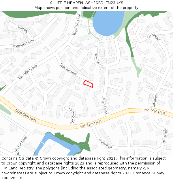 9, LITTLE HEMPEN, ASHFORD, TN23 4YS: Location map and indicative extent of plot