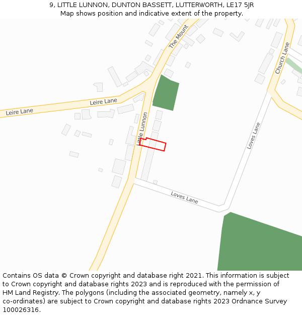 9, LITTLE LUNNON, DUNTON BASSETT, LUTTERWORTH, LE17 5JR: Location map and indicative extent of plot