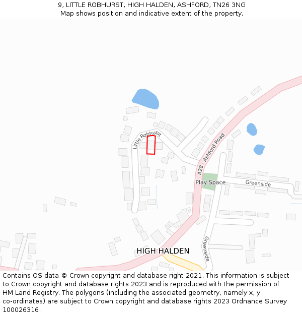 9, LITTLE ROBHURST, HIGH HALDEN, ASHFORD, TN26 3NG: Location map and indicative extent of plot