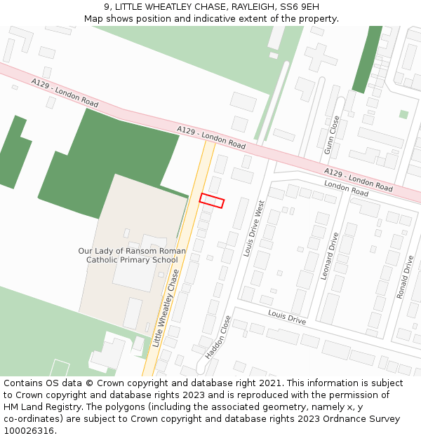 9, LITTLE WHEATLEY CHASE, RAYLEIGH, SS6 9EH: Location map and indicative extent of plot