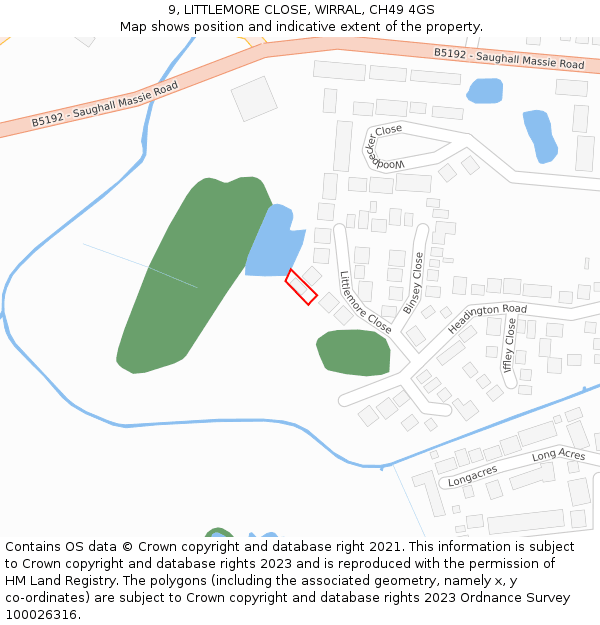 9, LITTLEMORE CLOSE, WIRRAL, CH49 4GS: Location map and indicative extent of plot