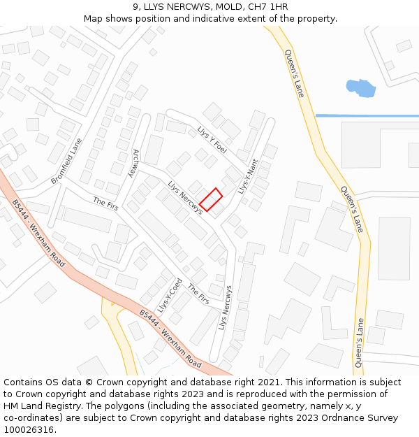 9, LLYS NERCWYS, MOLD, CH7 1HR: Location map and indicative extent of plot