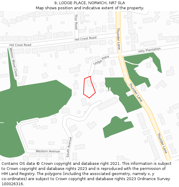 9, LODGE PLACE, NORWICH, NR7 0LA: Location map and indicative extent of plot