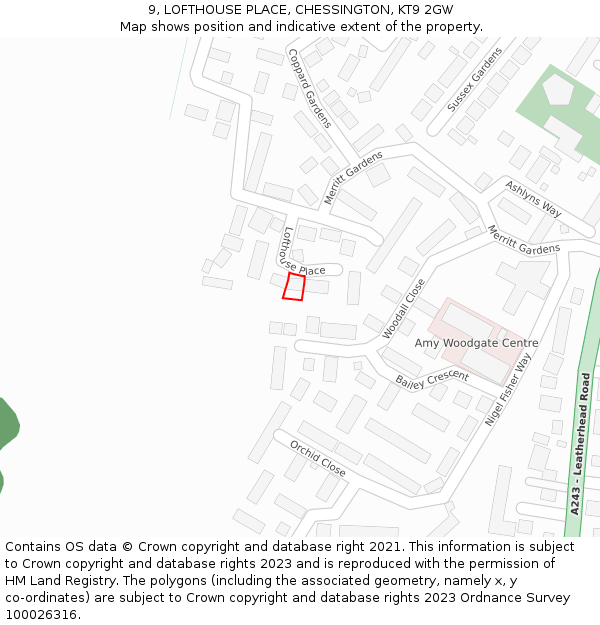 9, LOFTHOUSE PLACE, CHESSINGTON, KT9 2GW: Location map and indicative extent of plot