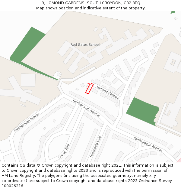 9, LOMOND GARDENS, SOUTH CROYDON, CR2 8EQ: Location map and indicative extent of plot