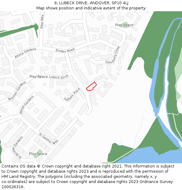 9, LUBECK DRIVE, ANDOVER, SP10 4LJ: Location map and indicative extent of plot