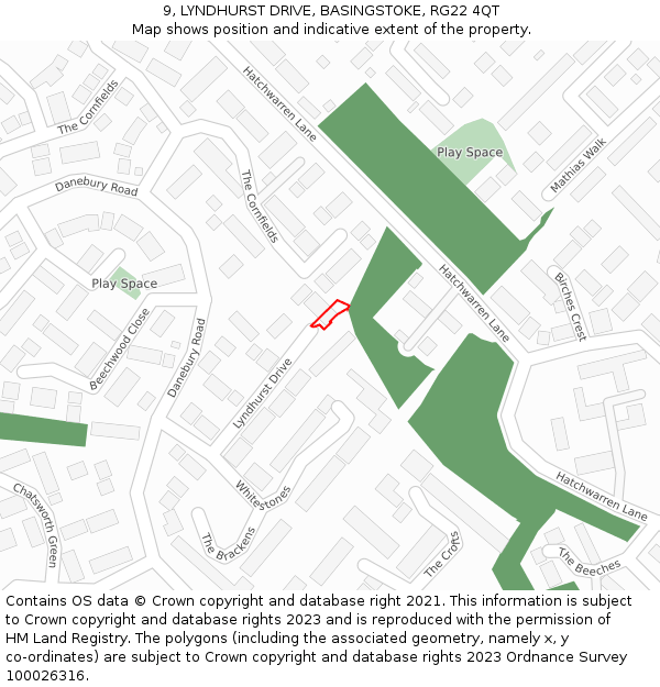 9, LYNDHURST DRIVE, BASINGSTOKE, RG22 4QT: Location map and indicative extent of plot