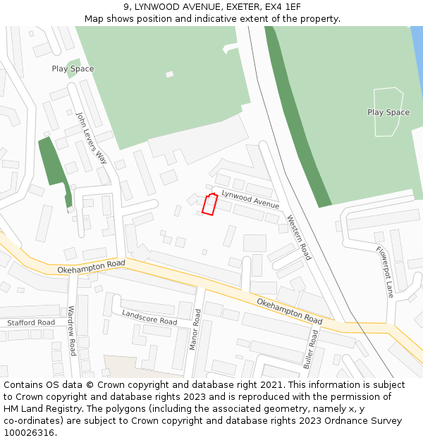 9, LYNWOOD AVENUE, EXETER, EX4 1EF: Location map and indicative extent of plot