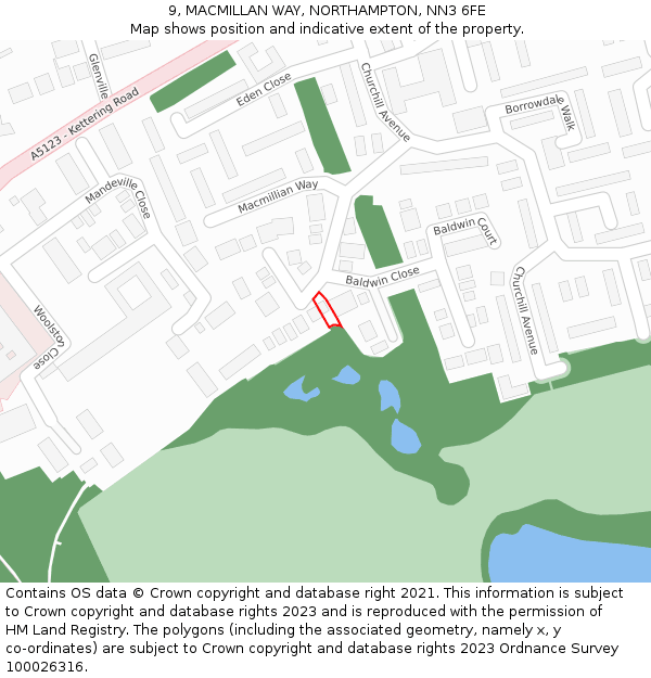 9, MACMILLAN WAY, NORTHAMPTON, NN3 6FE: Location map and indicative extent of plot