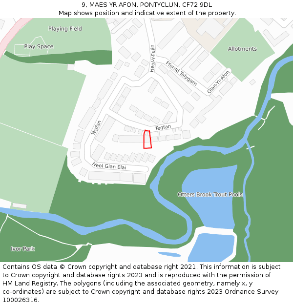 9, MAES YR AFON, PONTYCLUN, CF72 9DL: Location map and indicative extent of plot