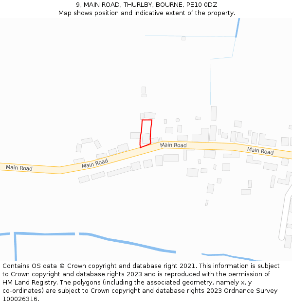 9, MAIN ROAD, THURLBY, BOURNE, PE10 0DZ: Location map and indicative extent of plot