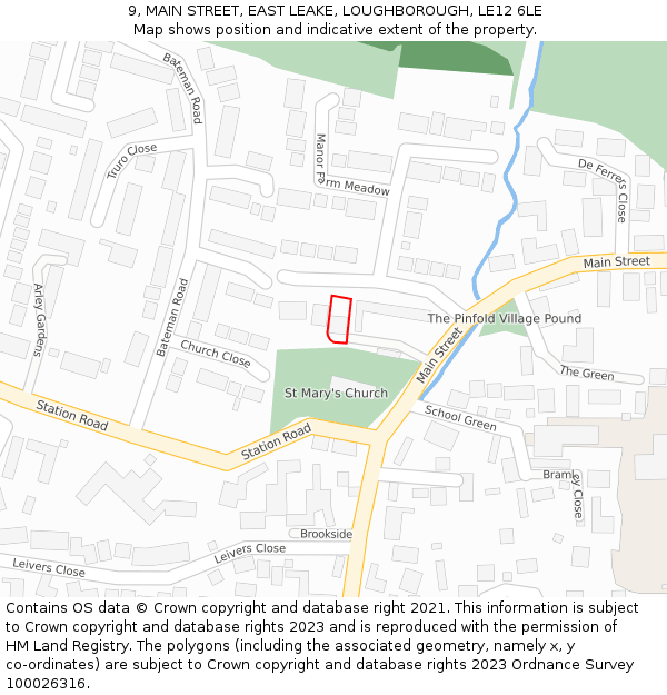 9, MAIN STREET, EAST LEAKE, LOUGHBOROUGH, LE12 6LE: Location map and indicative extent of plot