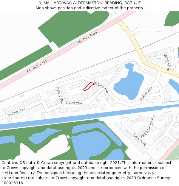 9, MALLARD WAY, ALDERMASTON, READING, RG7 4UT: Location map and indicative extent of plot