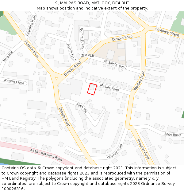 9, MALPAS ROAD, MATLOCK, DE4 3HT: Location map and indicative extent of plot
