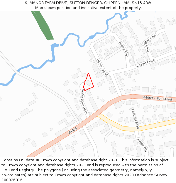 9, MANOR FARM DRIVE, SUTTON BENGER, CHIPPENHAM, SN15 4RW: Location map and indicative extent of plot