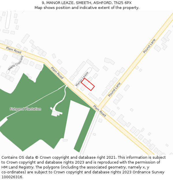 9, MANOR LEAZE, SMEETH, ASHFORD, TN25 6PX: Location map and indicative extent of plot