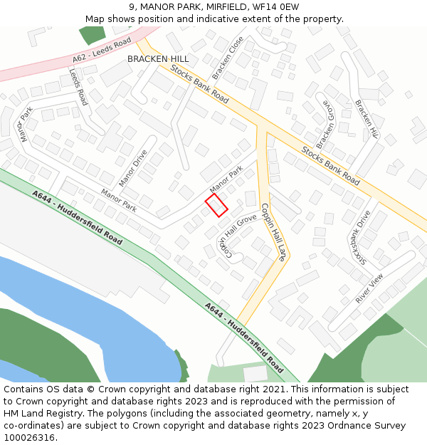 9, MANOR PARK, MIRFIELD, WF14 0EW: Location map and indicative extent of plot