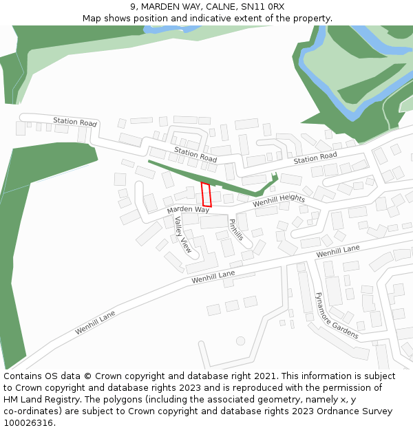 9, MARDEN WAY, CALNE, SN11 0RX: Location map and indicative extent of plot