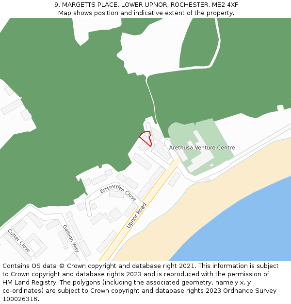 9, MARGETTS PLACE, LOWER UPNOR, ROCHESTER, ME2 4XF: Location map and indicative extent of plot